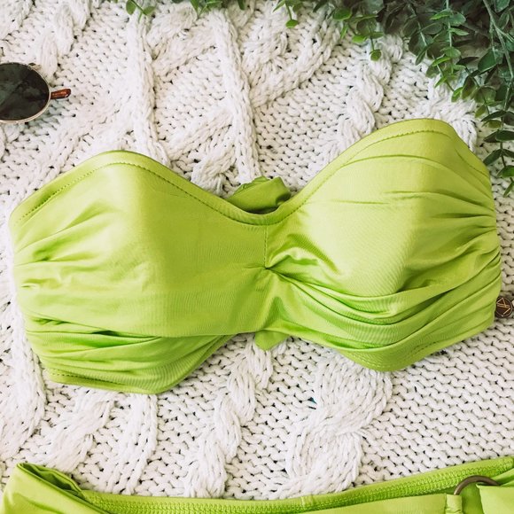 Vitamin A Green Bandeau & Bikini Bottoms Set NWT S - Picture 3 of 11